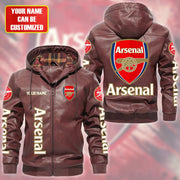 Arsenal Hooded Football Leather Jacket P071103