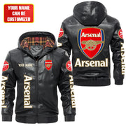 Arsenal Hooded Football Leather Jacket P071103