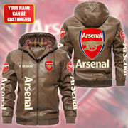 Arsenal Hooded Football Leather Jacket P071103