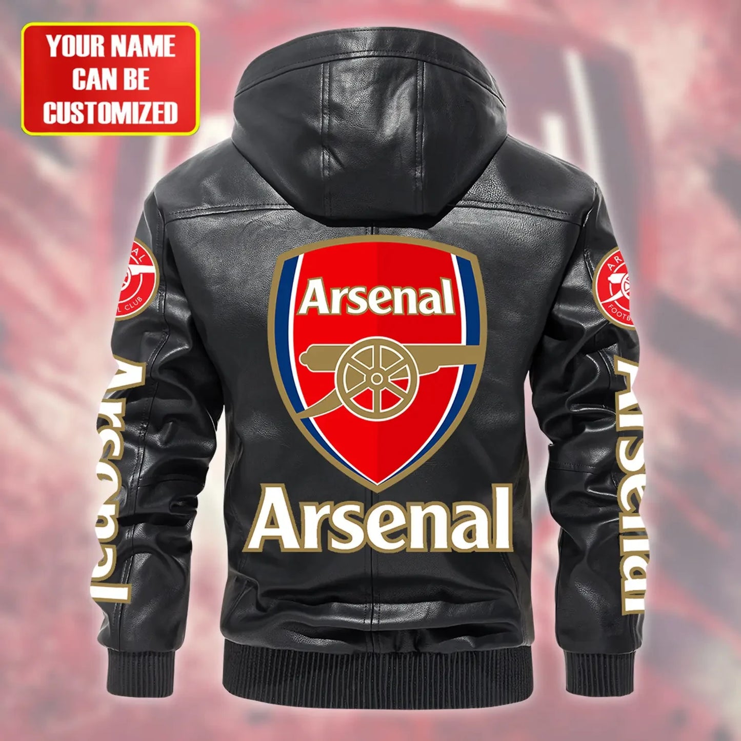 Arsenal Hooded Football Leather Jacket P071103