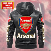 Arsenal Hooded Football Leather Jacket P071103