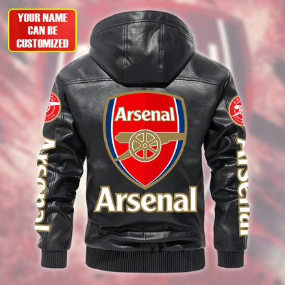 Arsenal Hooded Football Leather Jacket P071103