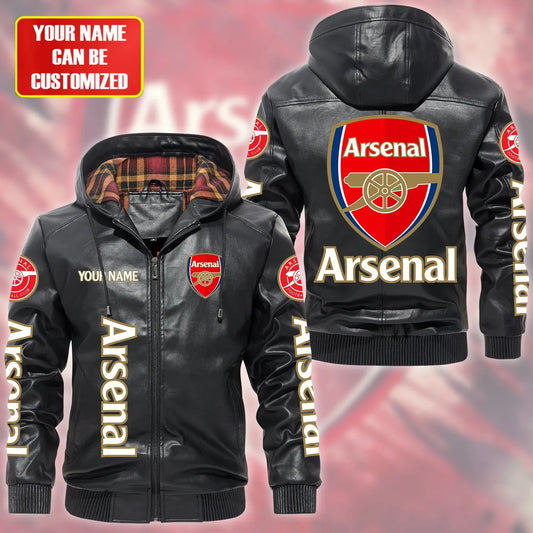 Arsenal Hooded Football Leather Jacket P071103