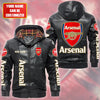 Arsenal Hooded Football Leather Jacket P071103