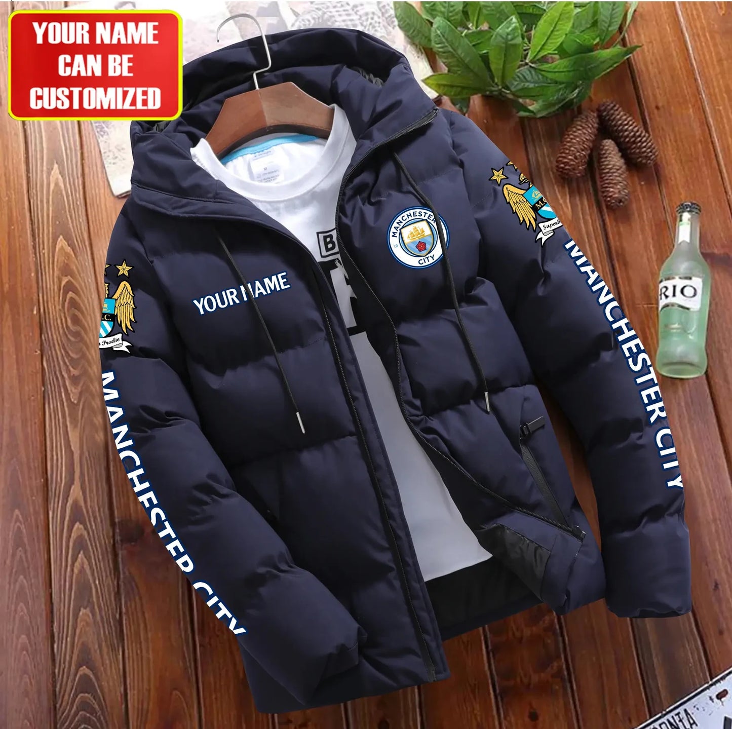 Personalized Manchester City Puffer Jacket With Hood S081104