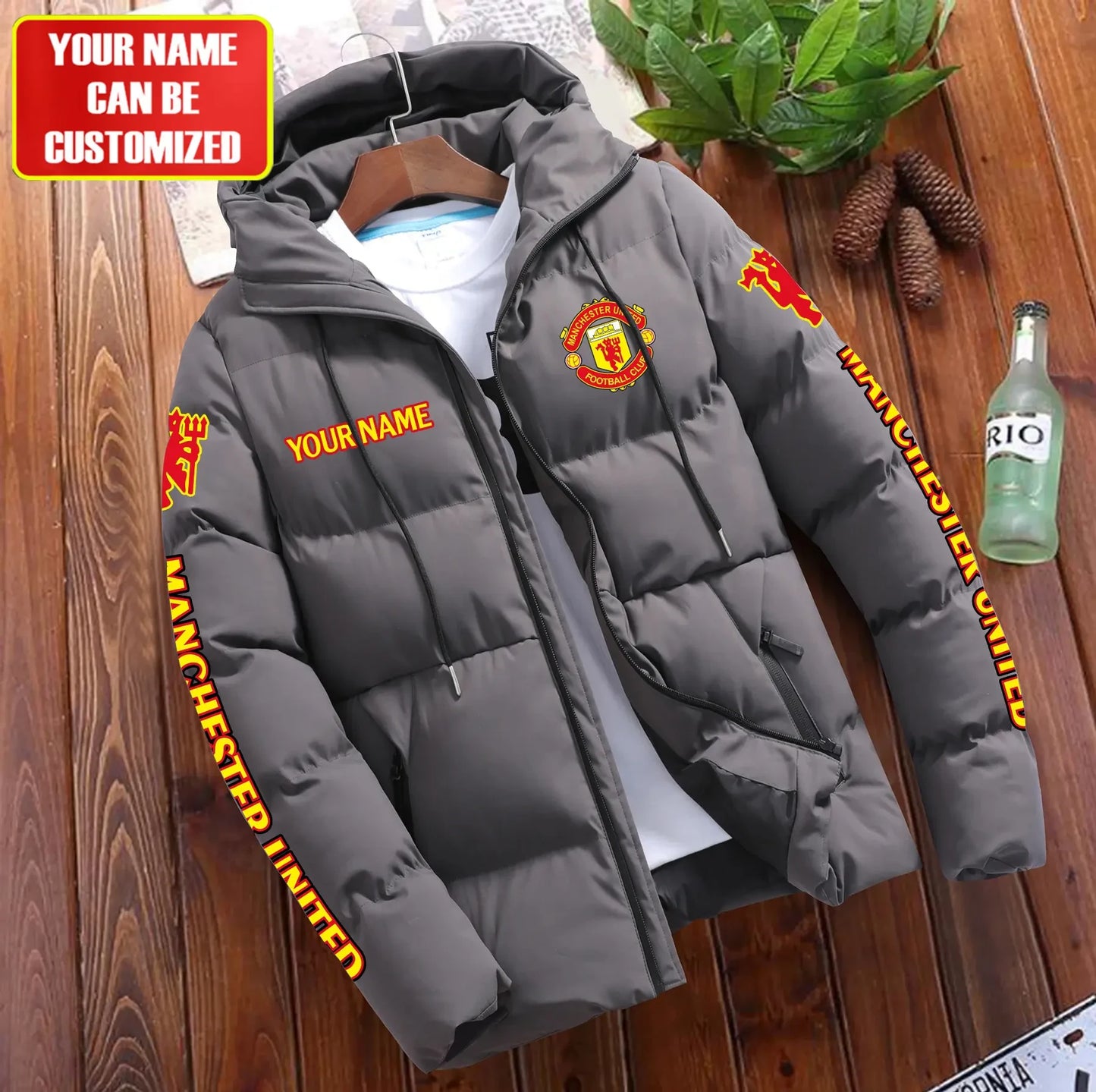 Personalized Manchester United Puffer Jacket With Hood S081105