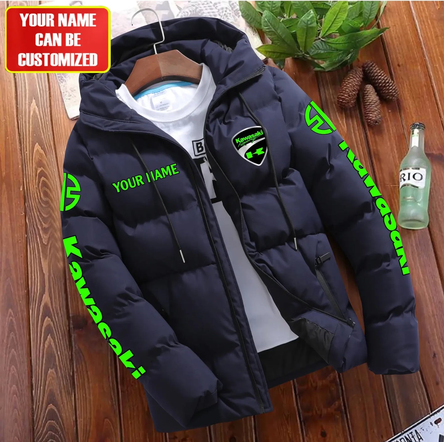 Personalized KW Racing Team Puffer Jacket With Hood Q111101