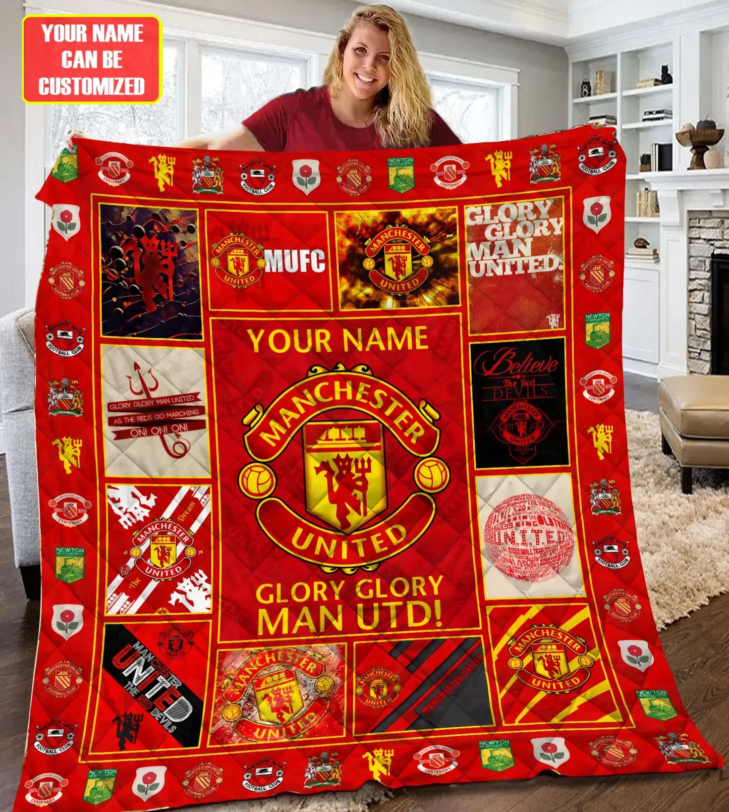 Manchester United Glory Quilt Blanket , Quilt set , Bedroom Decor , Quilting Q111104