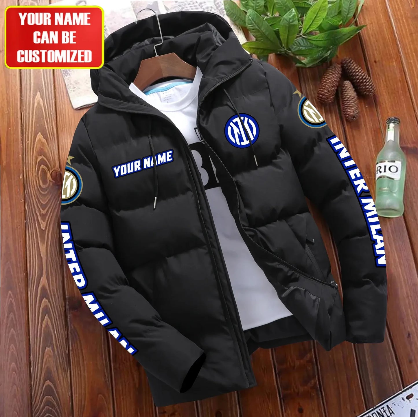 Personalized Inter Milan Puffer Jacket With Hood S091104