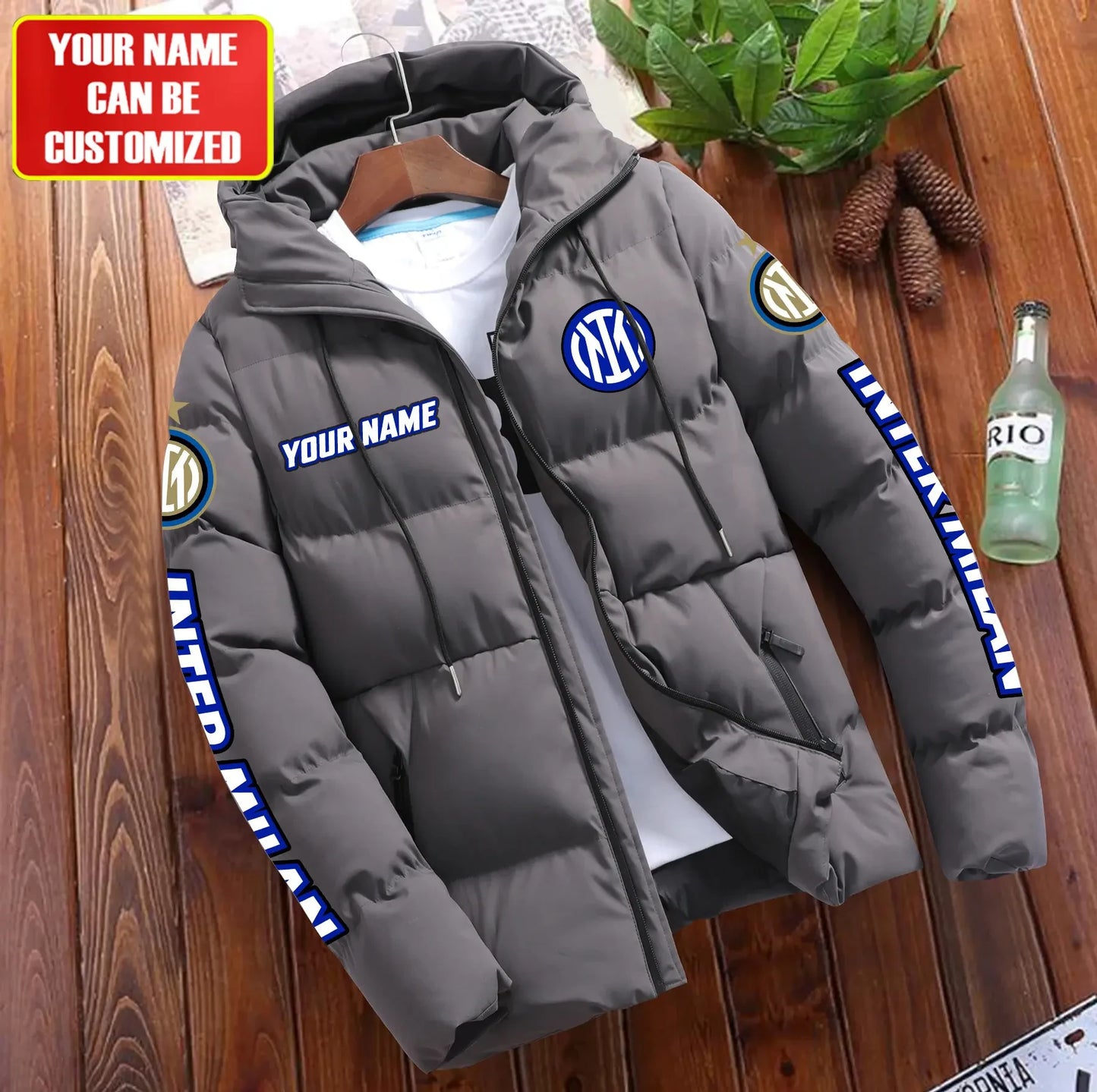 Personalized Inter Milan Puffer Jacket With Hood S091104