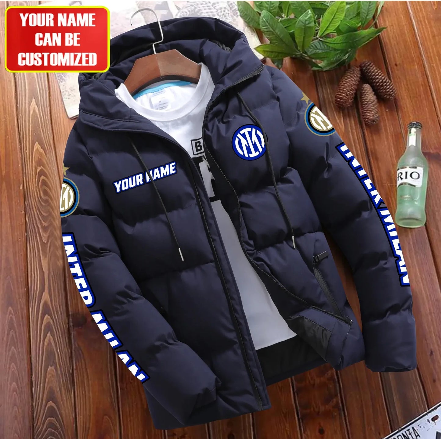 Personalized Inter Milan Puffer Jacket With Hood S091104