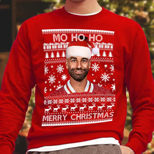 Mo Ho Ho Merry Christmas Mo Salah Liverpool Red Christmas Sweater