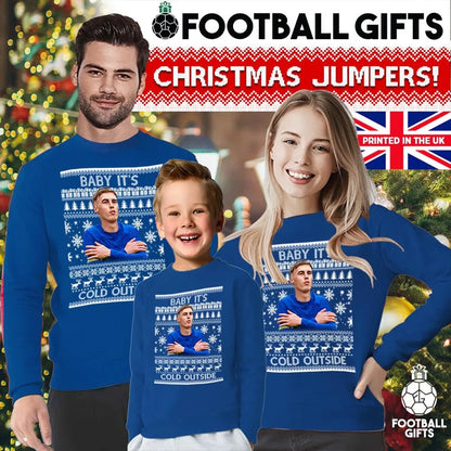 Baby Its Cold Outside Cole Palmer Chelsea Blue Christmas Sweater