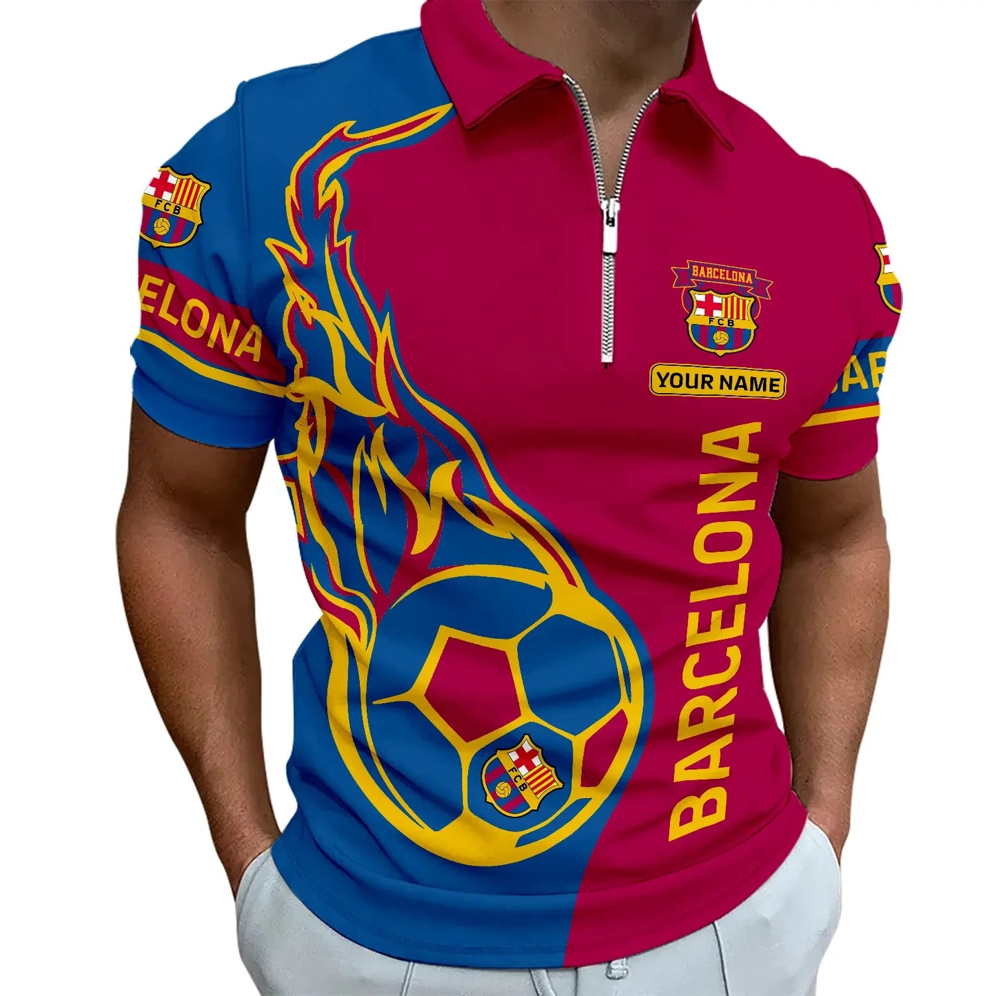 Personalized Barça 3D Full Printing Set , Barça Shirt ,Barça Shirt , Hoodie , Short ,Polo ,hawaii , ... Q121103