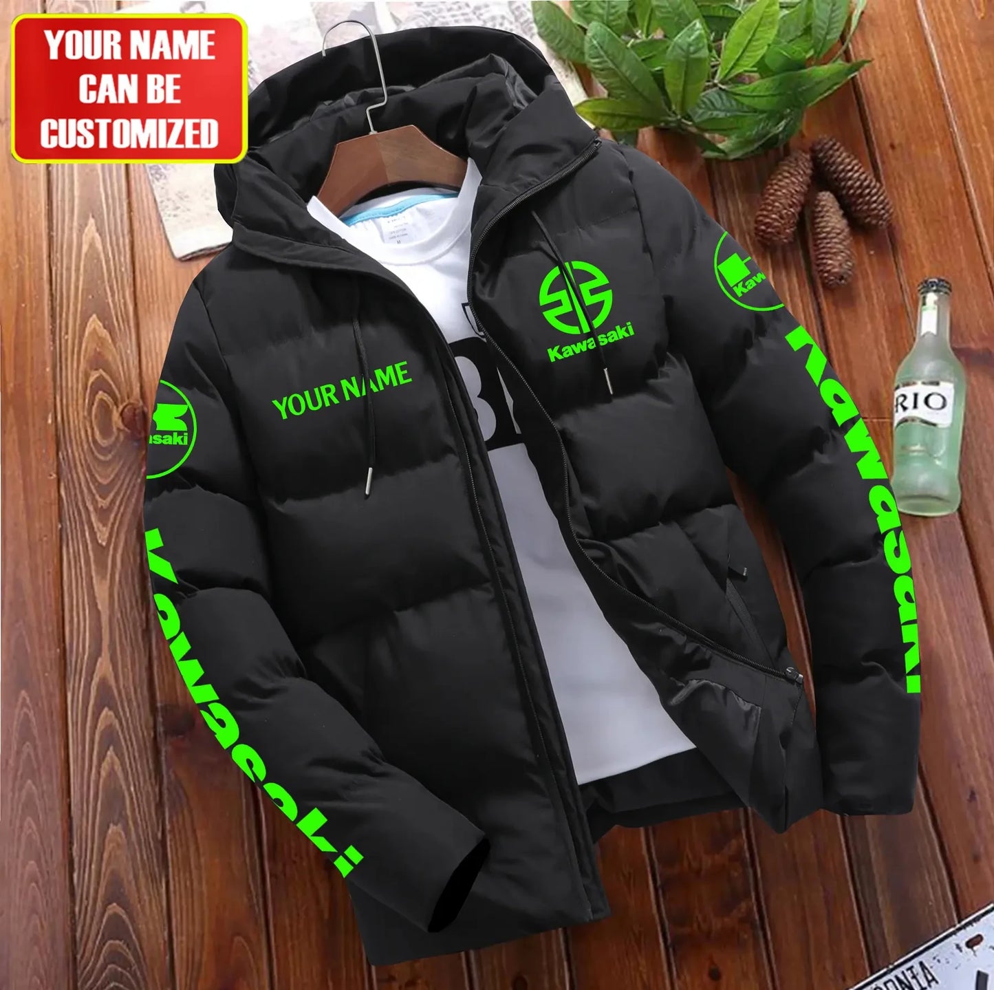 Personalized KW Puffer Jacket With Hood S131105
