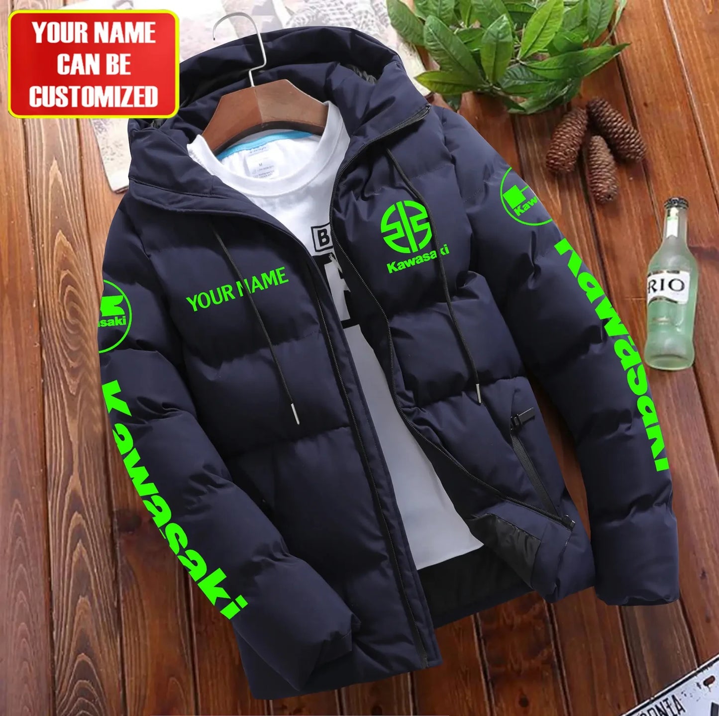 Personalized KW Puffer Jacket With Hood S131105