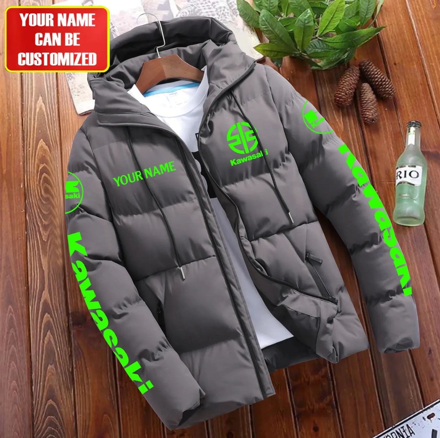 Personalized KW Puffer Jacket With Hood S131105