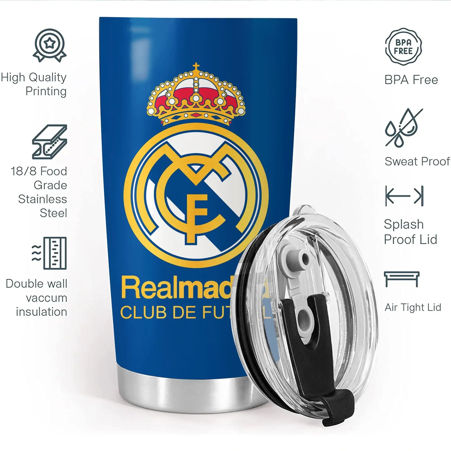 Personalized Real Mardrid Stainless Tumbler 20oz 30oz Cup QB071109