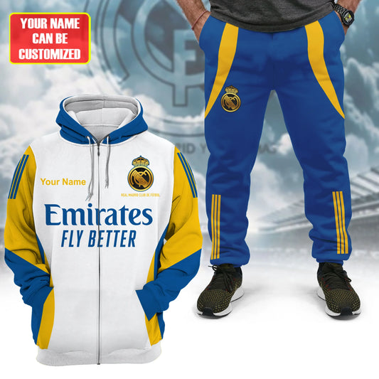 Personalized Real Madrid 3D All over Printed Hoodie and Sweatpants set Q141106