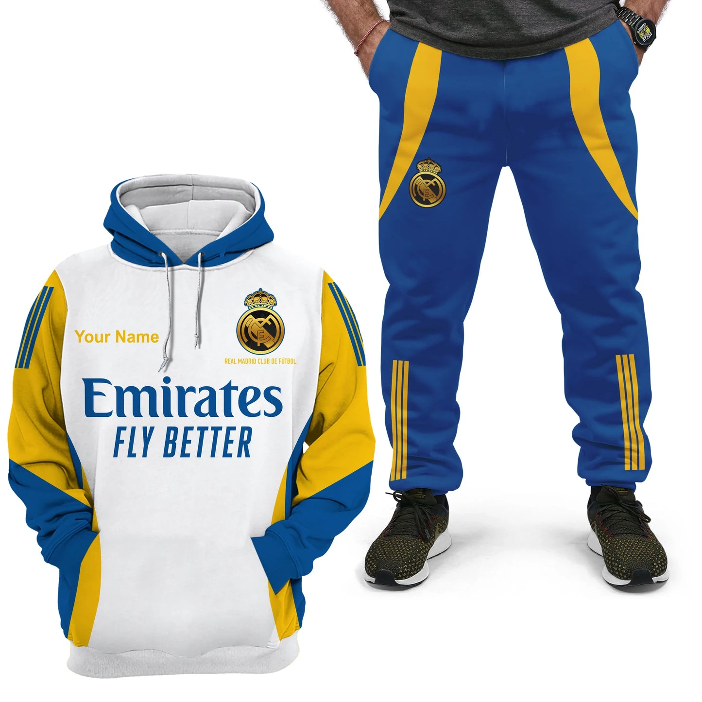 Personalized Real Madrid 3D All over Printed Hoodie and Sweatpants set Q141106