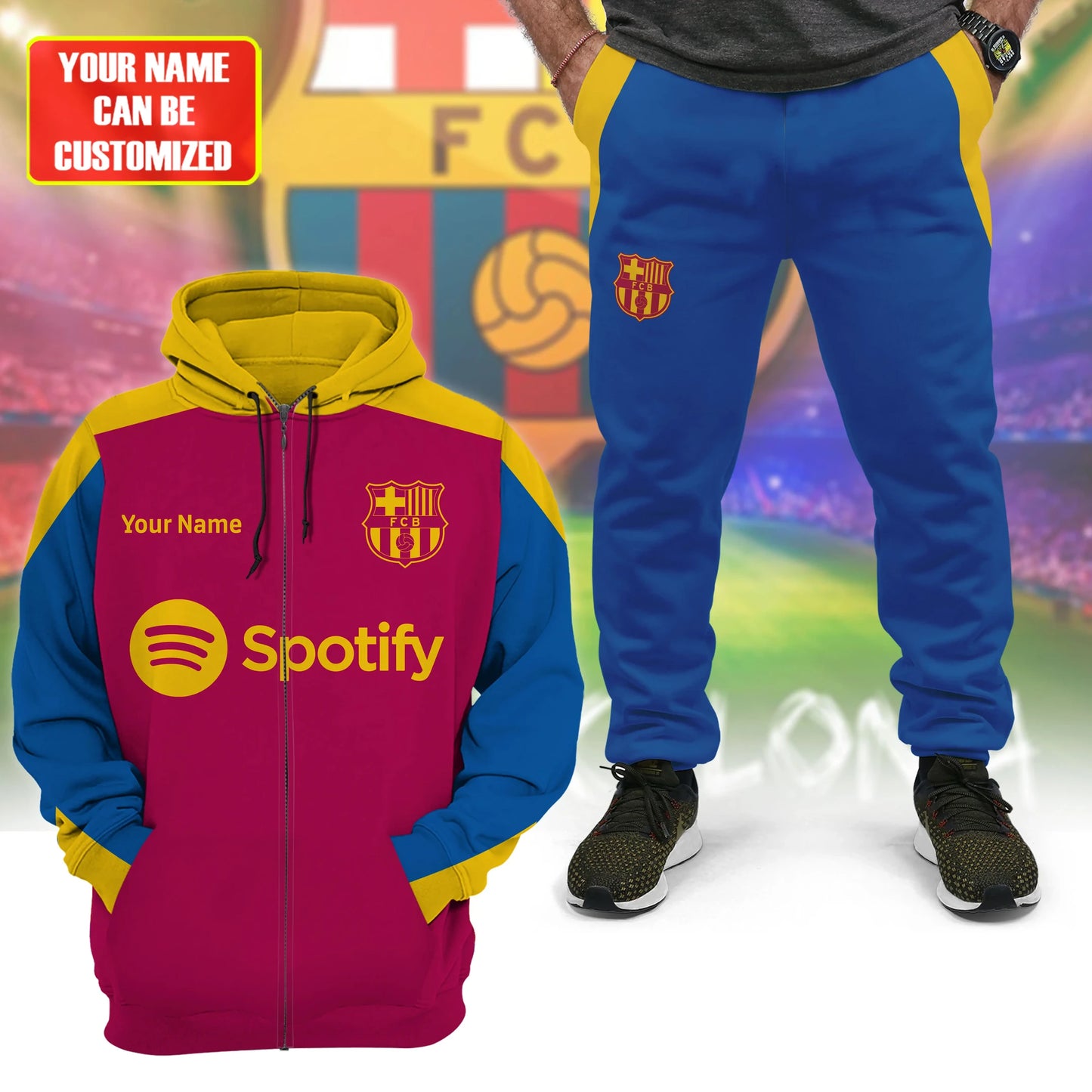 Personalized Barça 3D All over Printed Hoodie and Sweatpants set Q141107