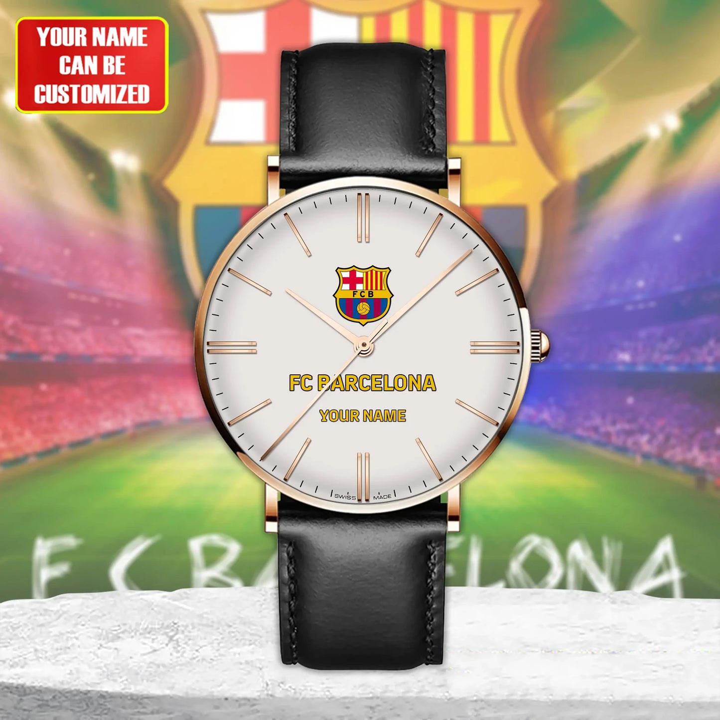 Personalized Barcelona FC Quartz Leather Watch P161101