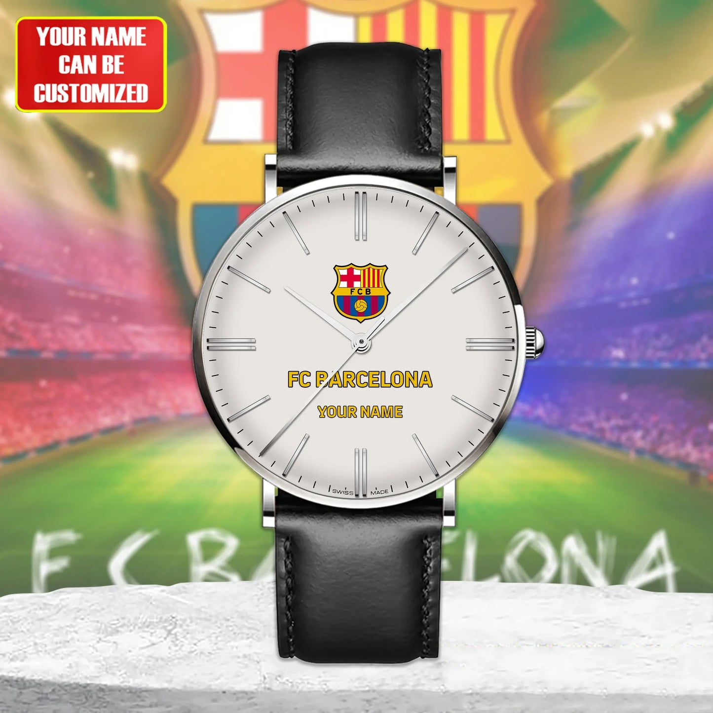 Personalized Barcelona FC Quartz Leather Watch P161101