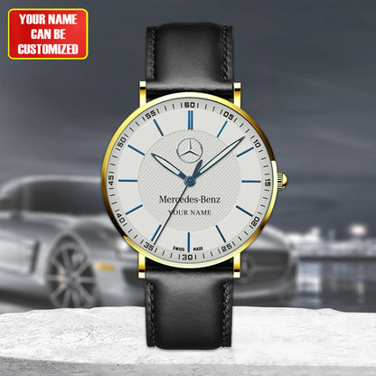 Personalized Merc Sapphire Quartz Leather Watch P181104