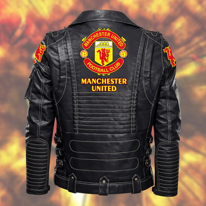 Manchester United Belt Solid Zipper Street Leather Jacket S191104