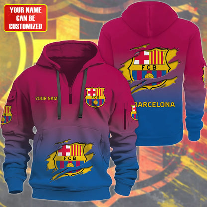 Personalized Barcelona 3D Zip-Hoodie Cotton Jacket