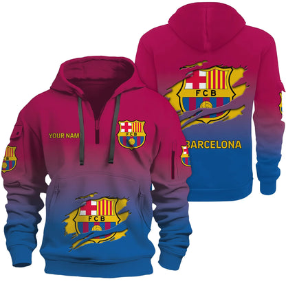 Personalized Barcelona 3D Zip-Hoodie Cotton Jacket