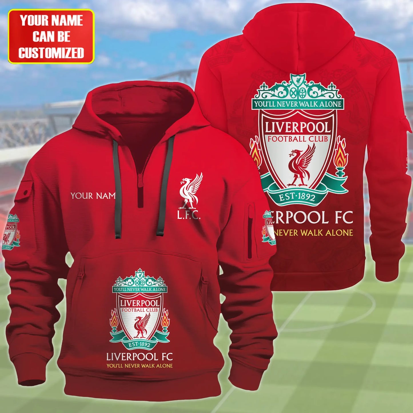 Personalized Liverpool 3D Zip-Hoodie Cotton Jacket