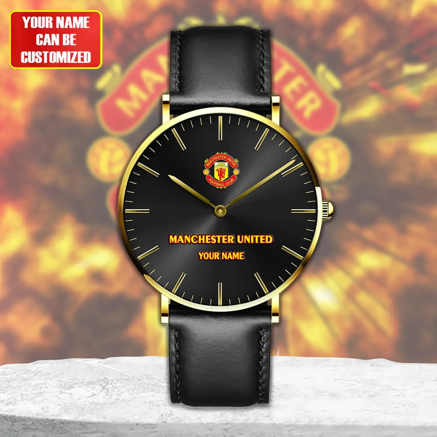 Personalized Manchester United Quartz Leather Watch S211107