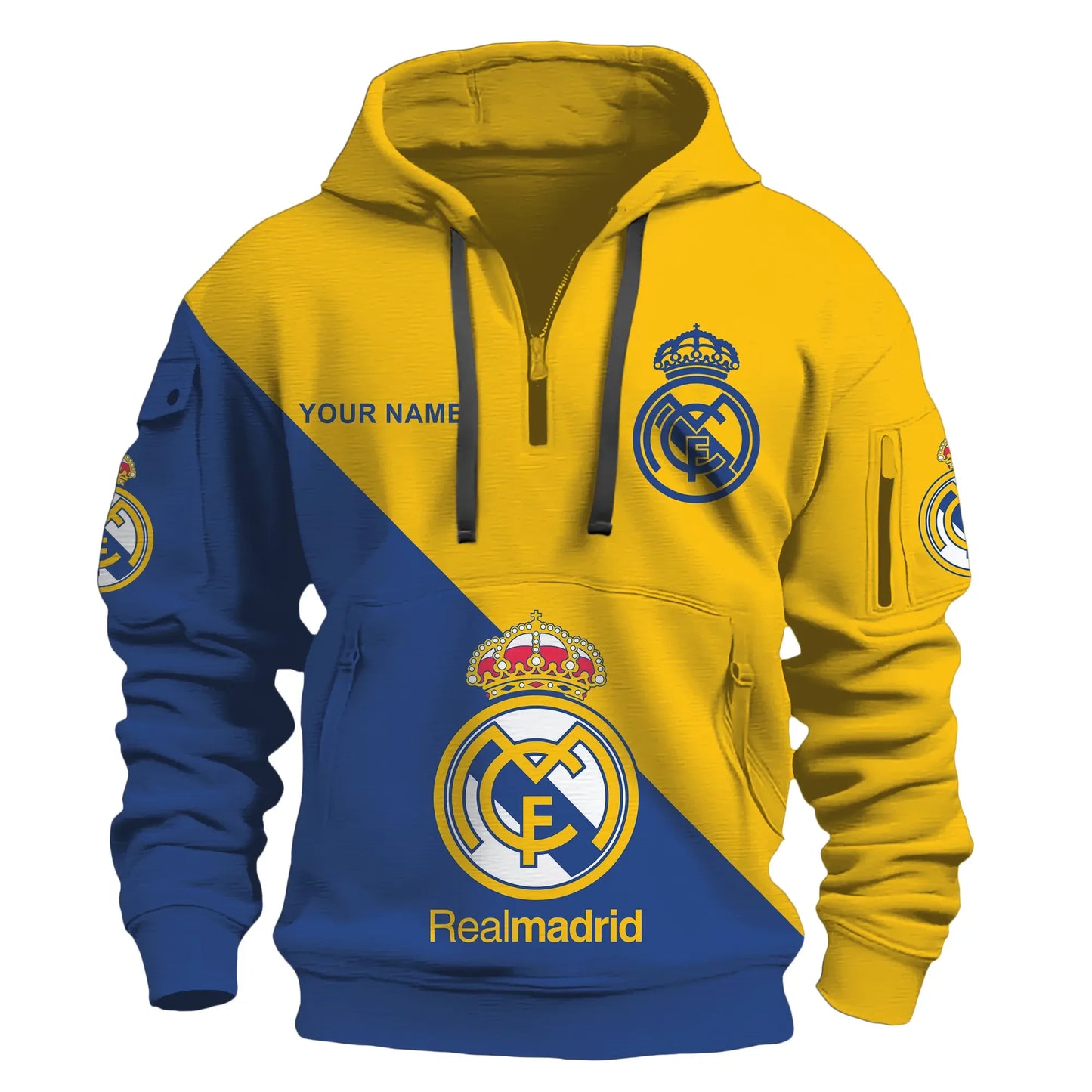 Personalized Real Madrid 3D Zip-Hoodie Cotton Jacket