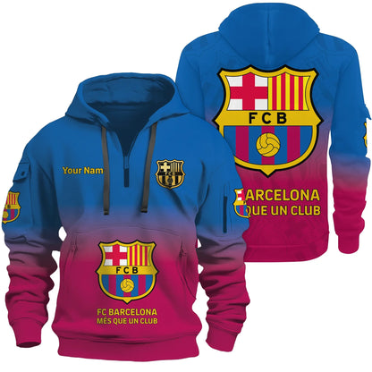 Personalized Barça 3D Zip-Hoodie Cotton Jacket