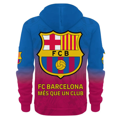 Personalized Barça 3D Zip-Hoodie Cotton Jacket