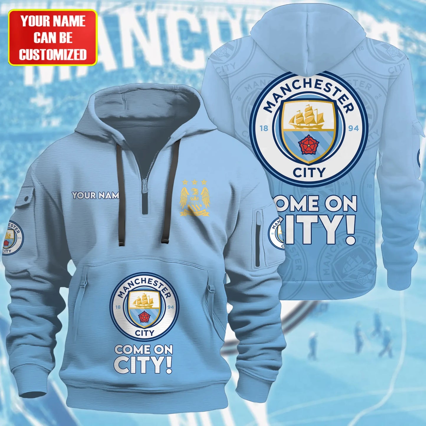 Personalized Manchester City 3D Zip-Hoodie Cotton Jacket
