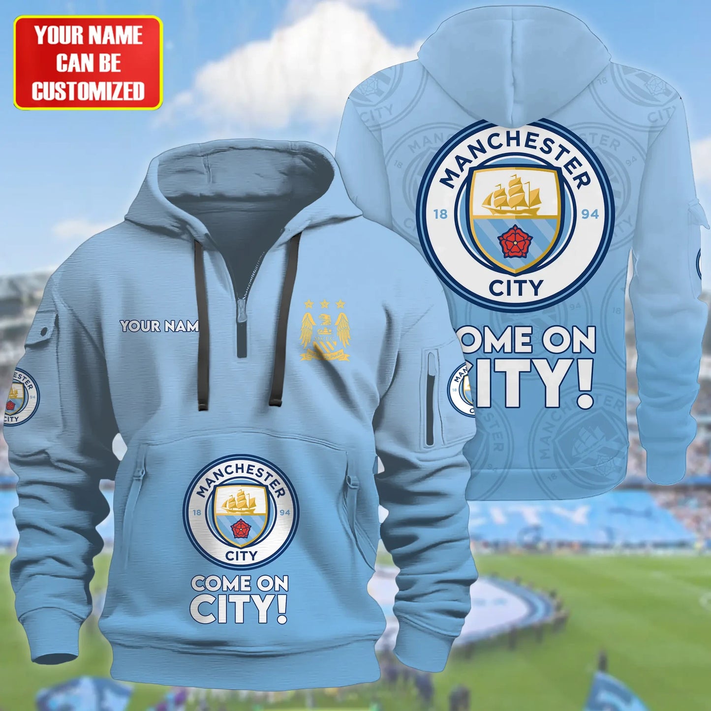 Personalized Manchester City 3D Zip-Hoodie Cotton Jacket