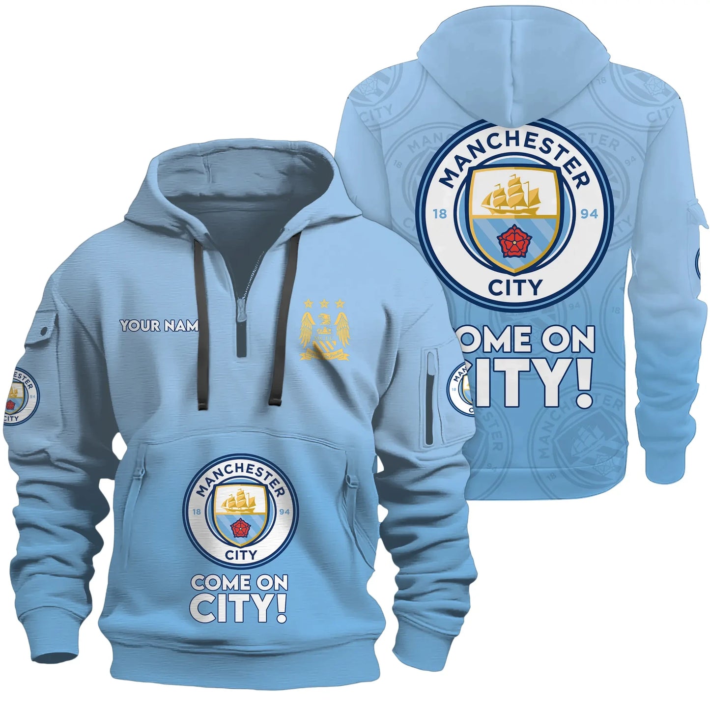 Personalized Manchester City 3D Zip-Hoodie Cotton Jacket