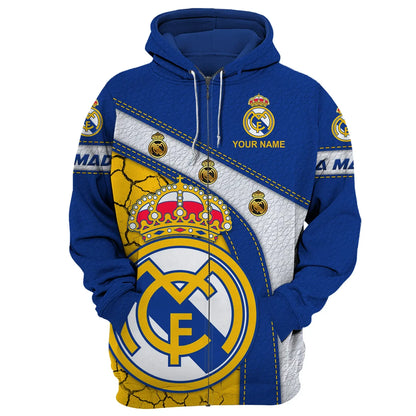 Personalized Real Madrid V3 3D Full Printing Set , Real Madrid Shirt , Zipper Polo, Hoodie , Short , Polo ,hawaii