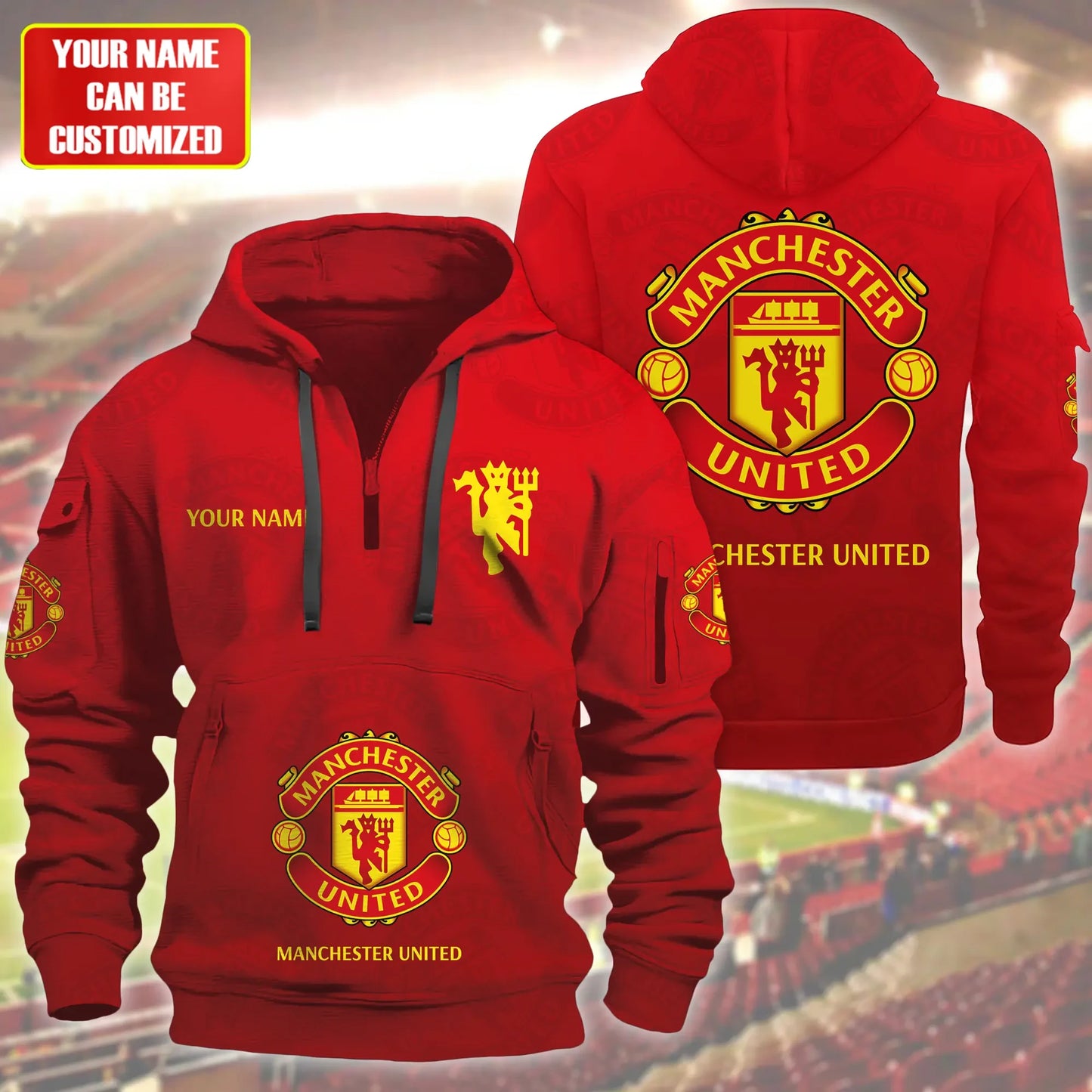 Personalized Manchester United 3D Zip-Hoodie Cotton Jacket