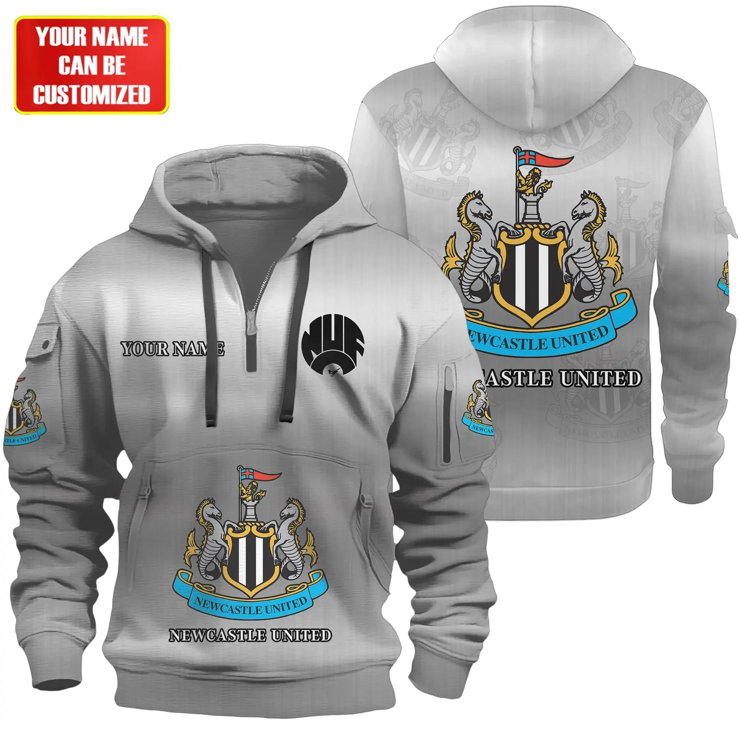 Personalized Newcastle United 3D Zip-Hoodie Cotton Jacket
