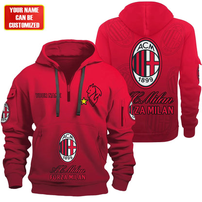 Personalized AC Milan 3D Zip-Hoodie Cotton Jacket
