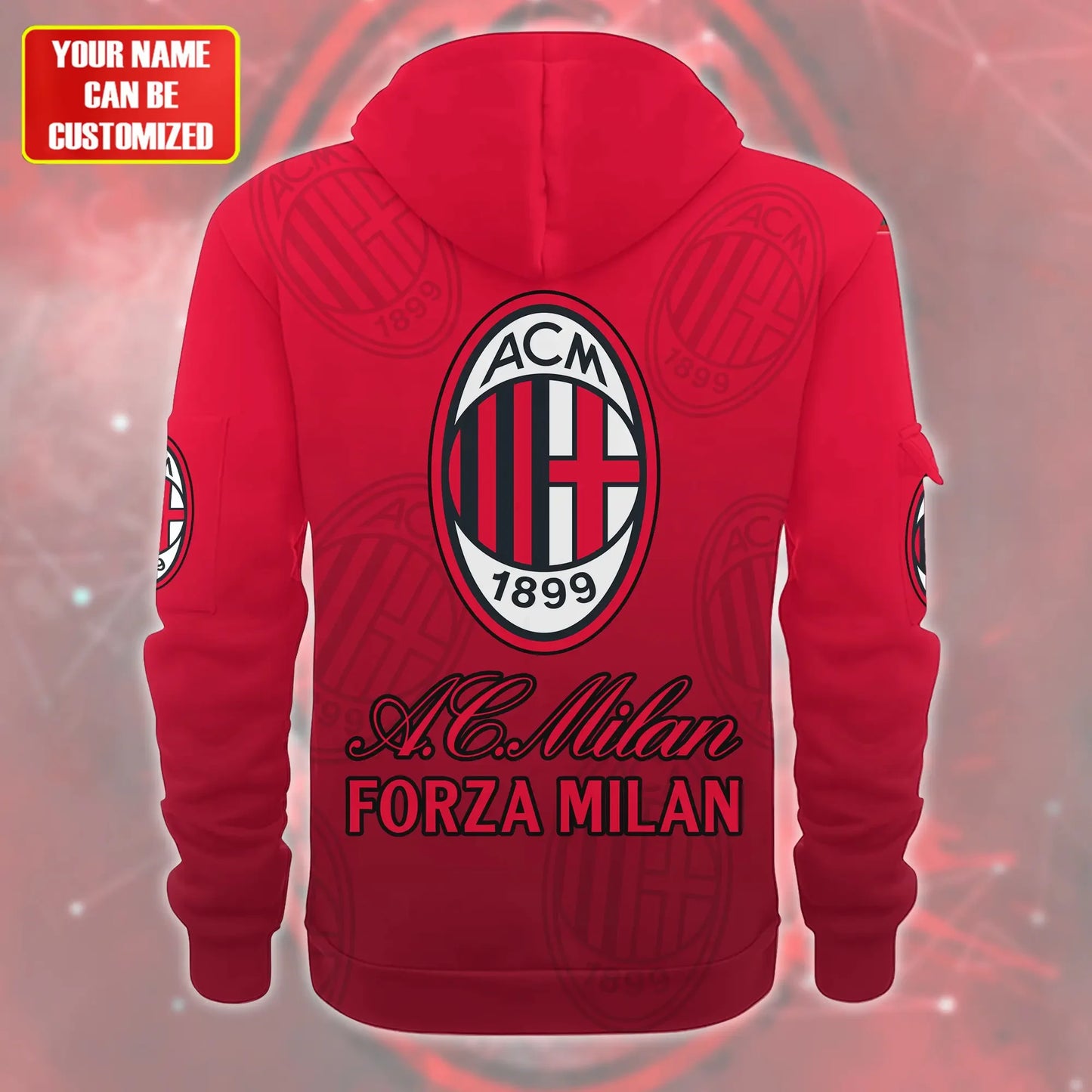 Personalized AC Milan 3D Zip-Hoodie Cotton Jacket