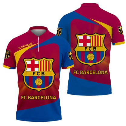 Personalized Barça 3D Full Printing Set , Barça Shirt , Zipper Polo, Hoodie , Short , Polo ,hawaii