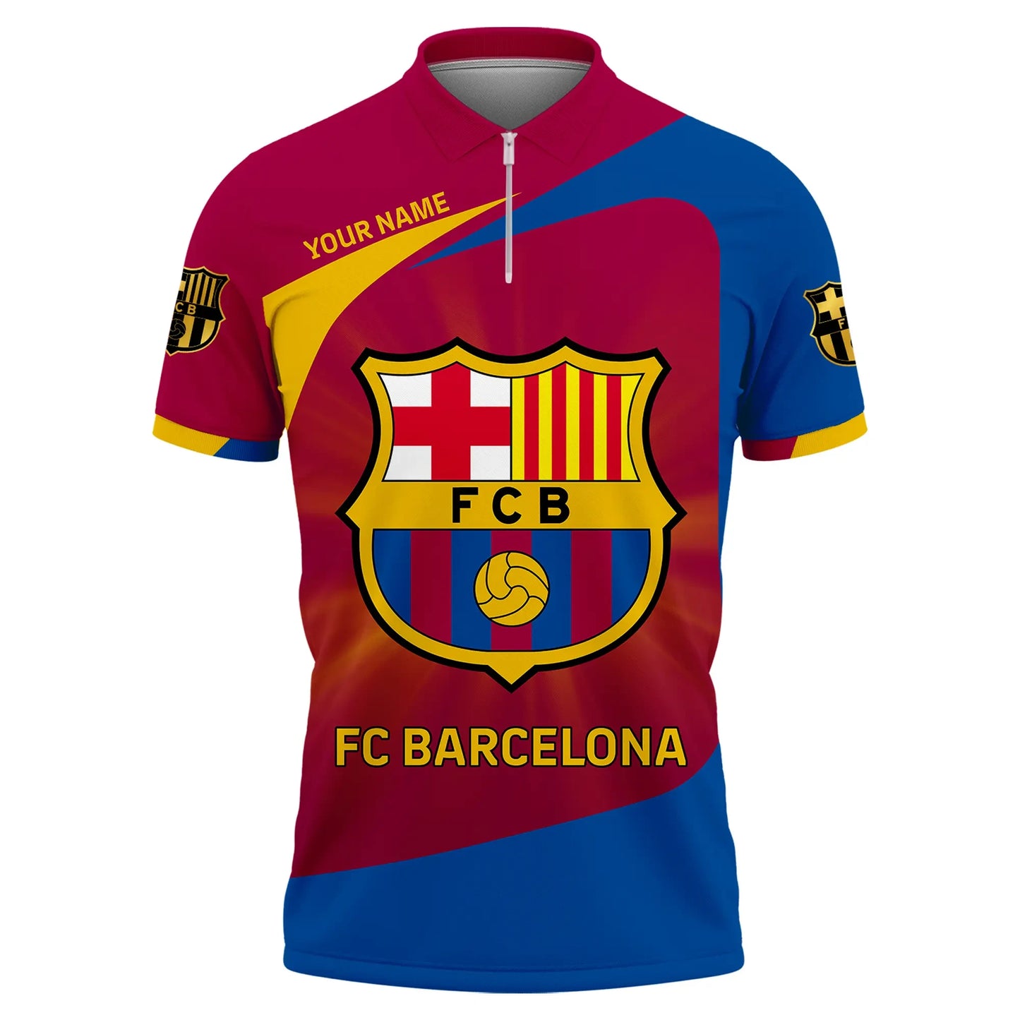 Personalized Barça 3D Full Printing Set , Barça Shirt , Zipper Polo, Hoodie , Short , Polo ,hawaii