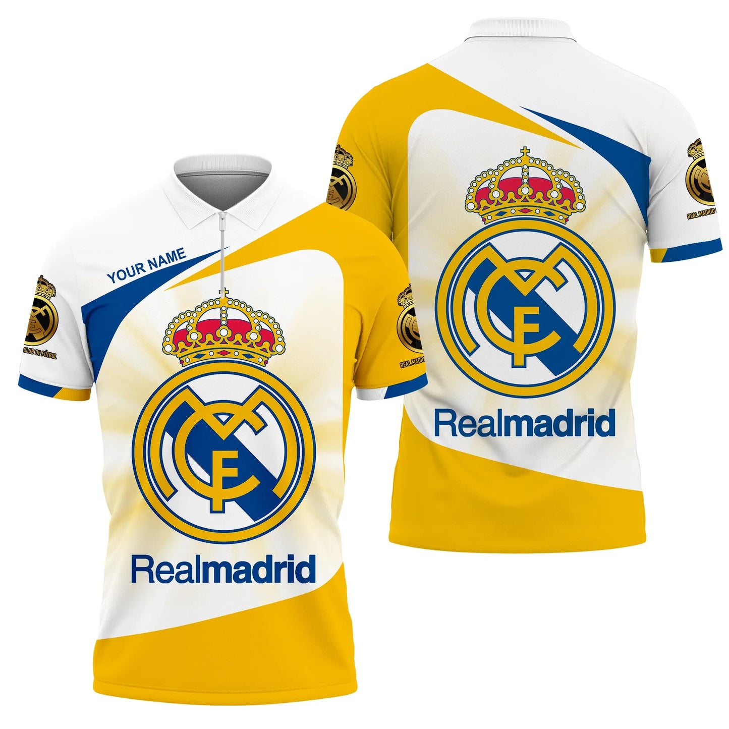 Personalized Real Madrid 3D Full Printing Set , Real Madrid Shirt , Zipper Polo, Hoodie , Short , Polo ,hawaii