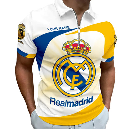 Personalized Real Madrid 3D Full Printing Set , Real Madrid Shirt , Zipper Polo, Hoodie , Short , Polo ,hawaii