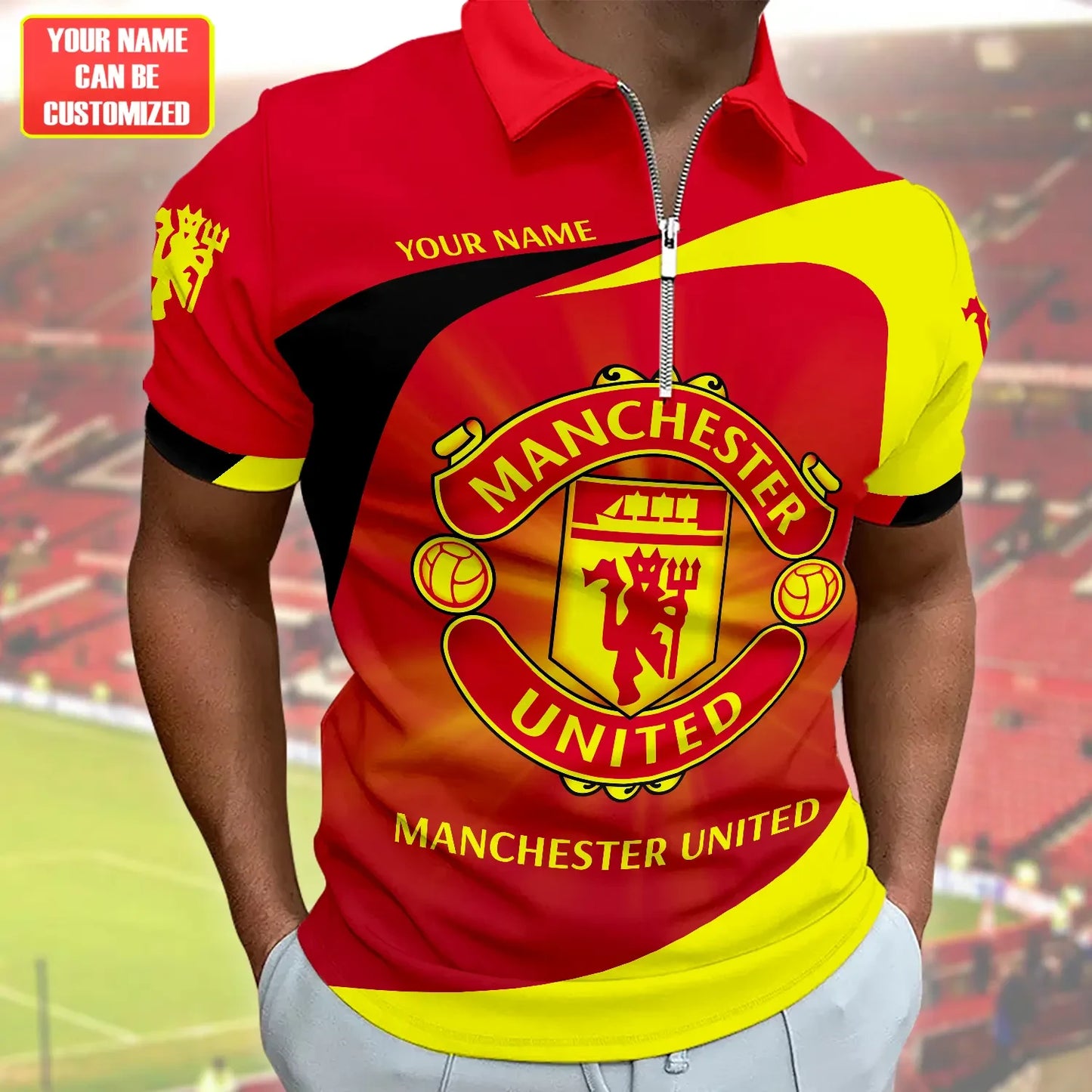 Personalized Manchester United 3D Full Printing Set , Manchester United Shirt , Zipper Polo, Hoodie , Short , Polo ,hawaii