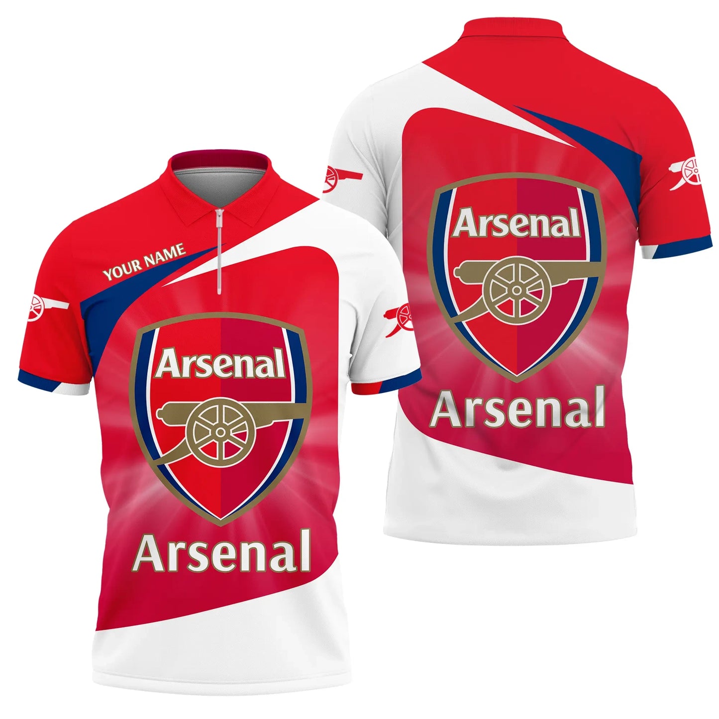 Personalized Arsenal 3D Full Printing Set , Arsenal Shirt , Zipper Polo, Hoodie , Short , Polo ,hawaii
